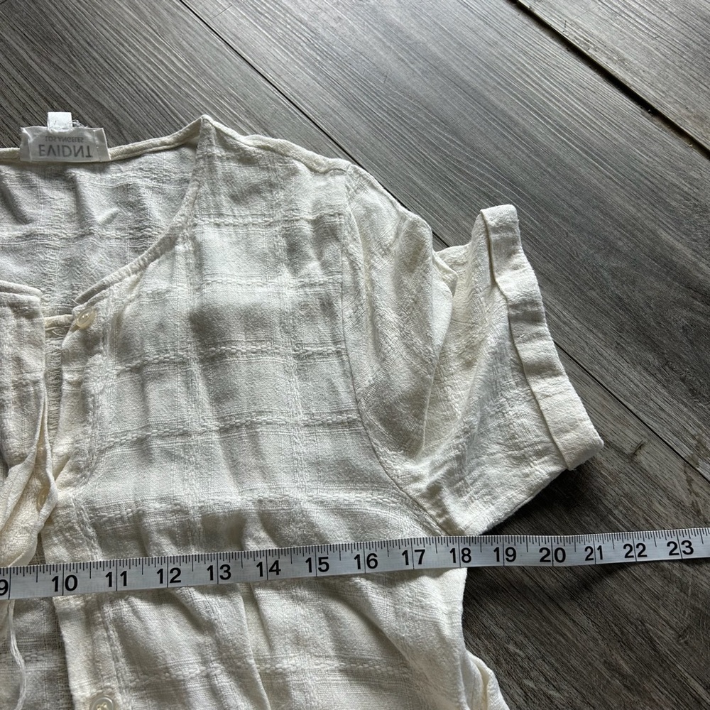 Evidnt L. A. Cream Linen Button Up Shirt‎ Dress - Picture 3 of 6
